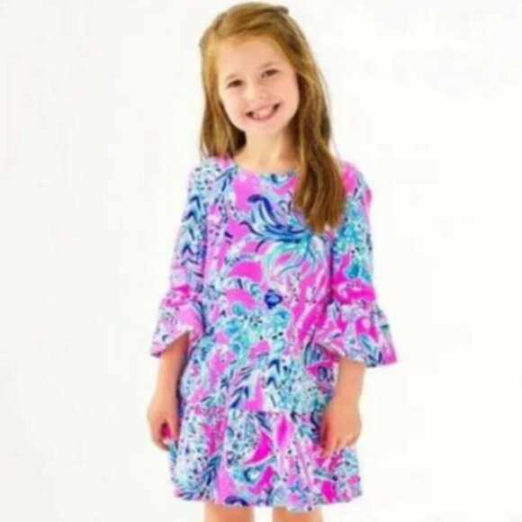 Lilly Pulitzer Girls Sorrento Dress Mandevilla Pink New Kids on The Doc XL NWT - Picture 1 of 7